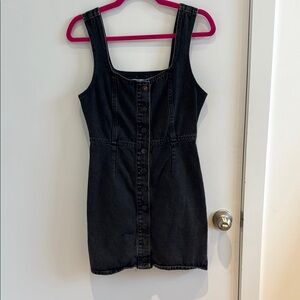 Black Denim Button-Front Dress